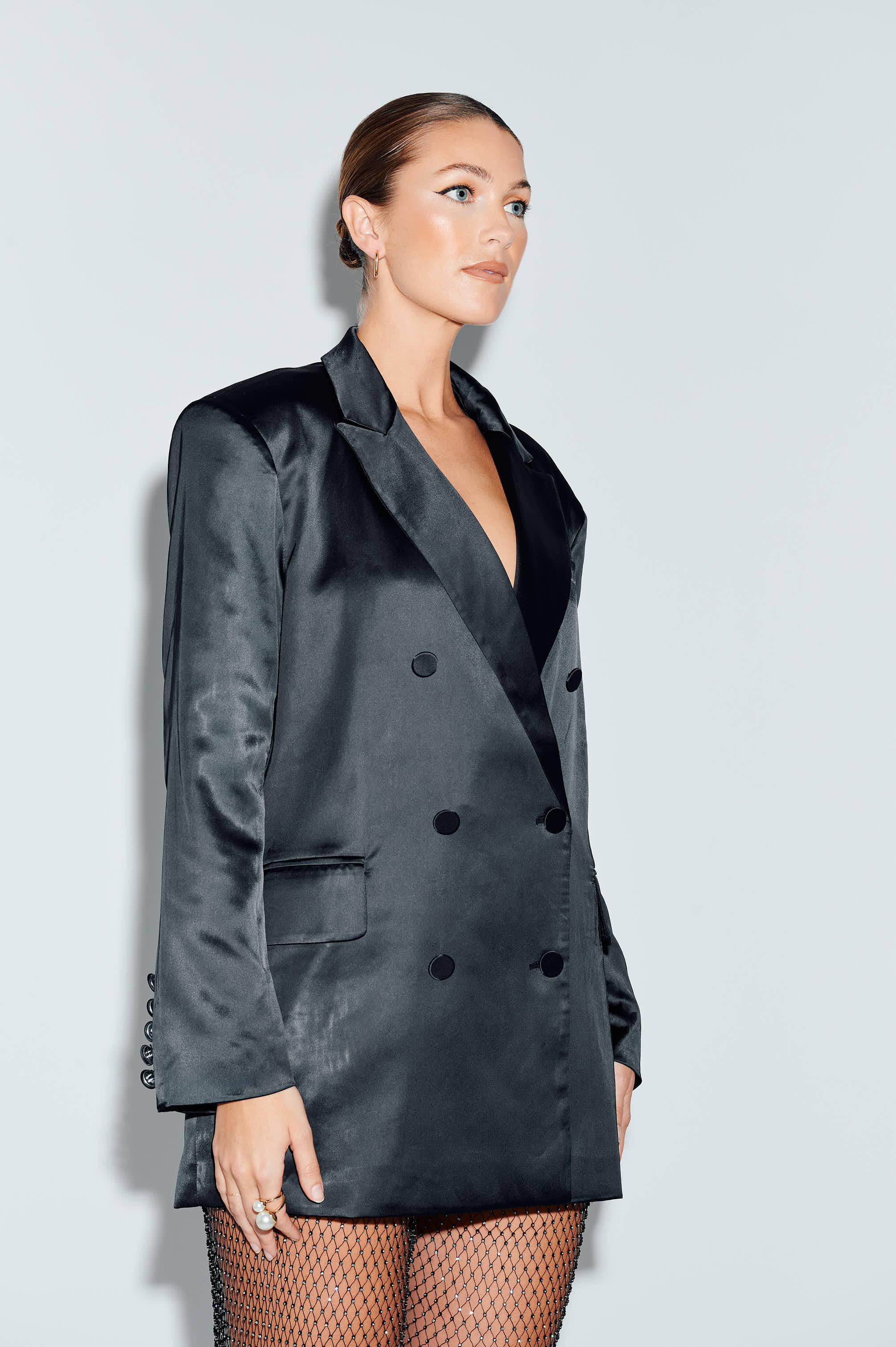 Satin Double Breast Blazer