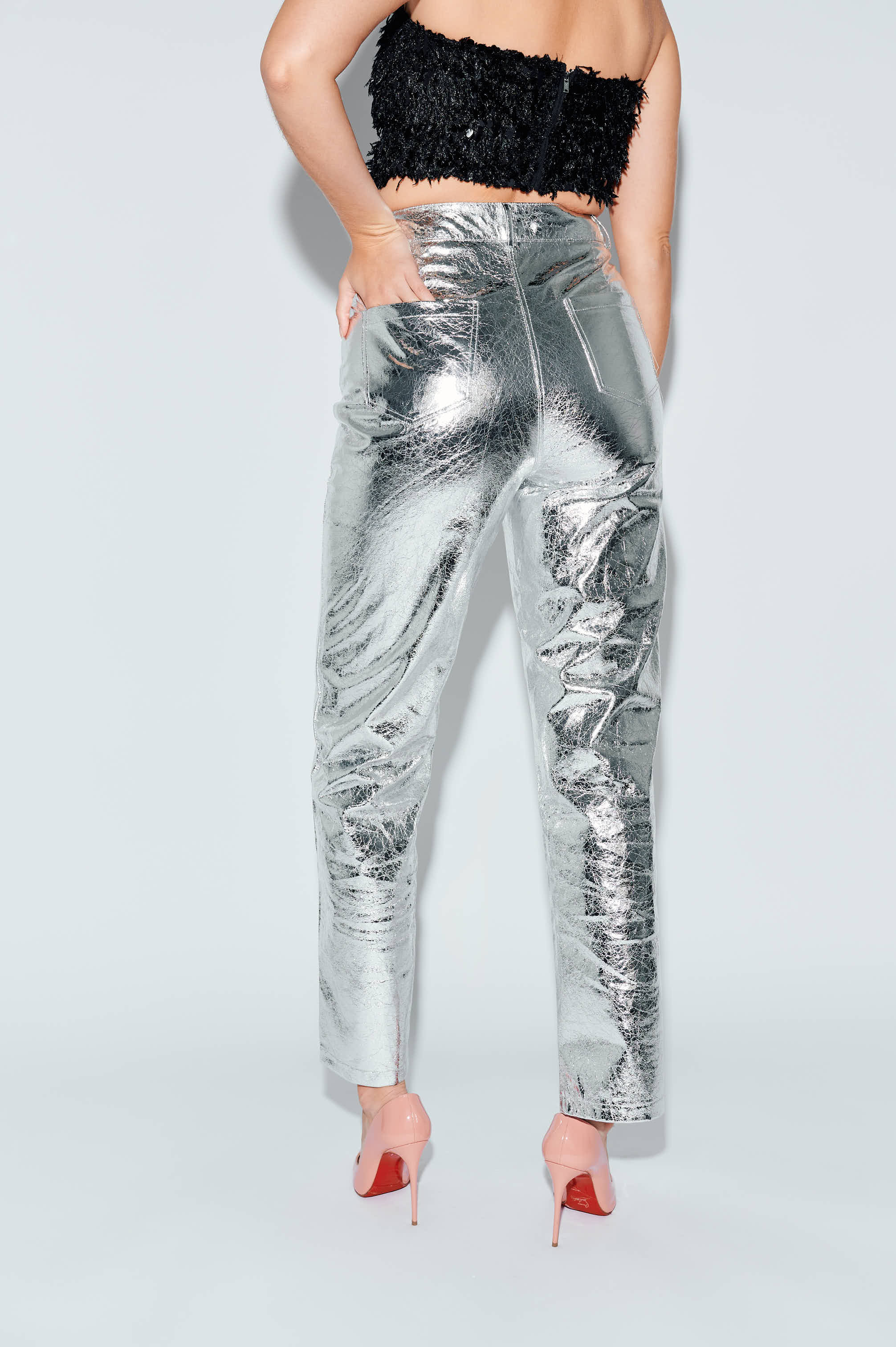 Glittery Bodysuit - Black/silver-colored - Ladies