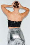 Black feather tube top with sequins